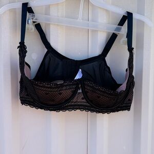 Cacique Lightly Lined Quarter Cup Black Lace Bra